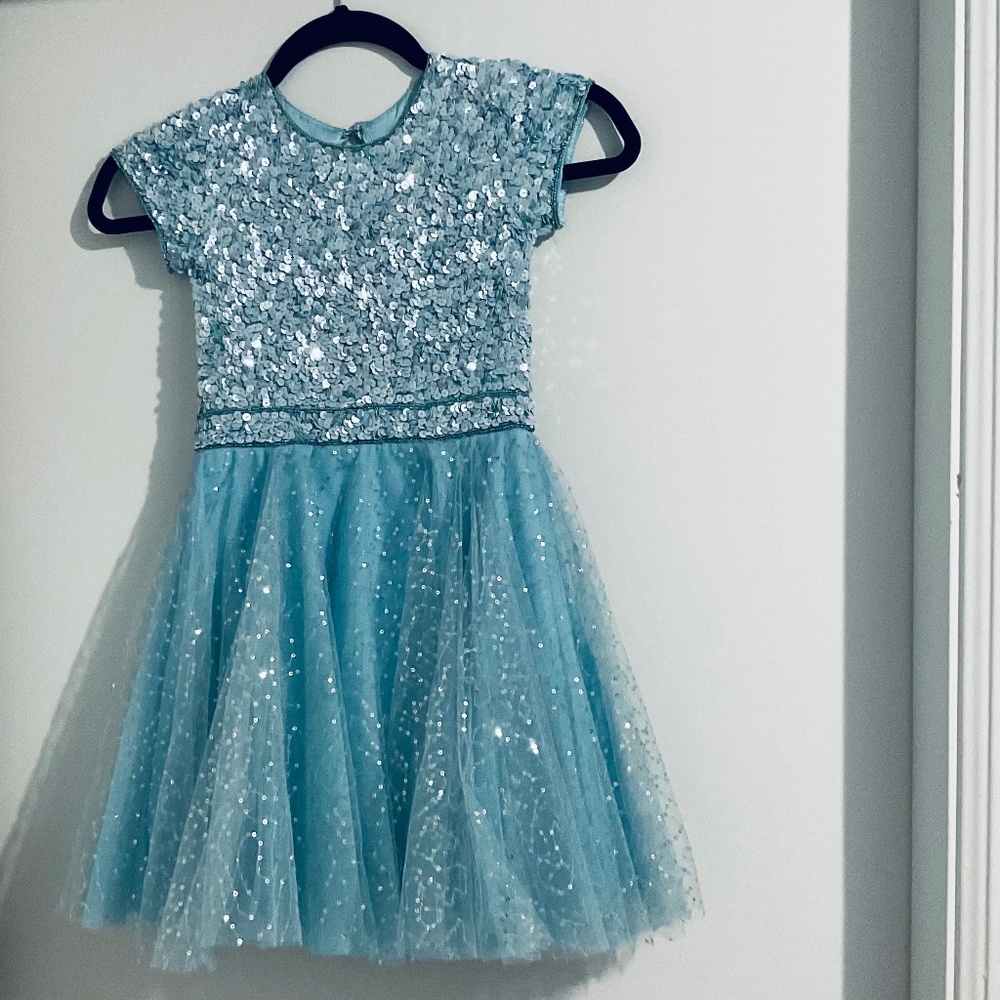 Sherri Hill Light Blue Sequin & Tulle Formal Dress